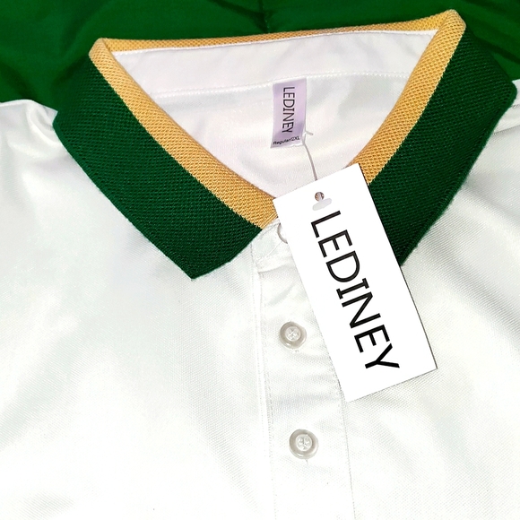 New! Lediney (2XL) Men's Polo Golf Tennis Shirt. Regular Fit. White. - Picture 6 of 10